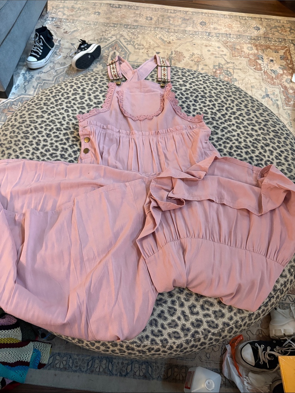 Blush Pink Ruffle Strap Jumpsuit